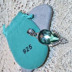 Quartz Aquamarine pendant .925 Sterling